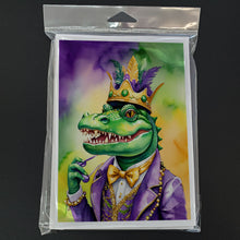 Load image into Gallery viewer, Alligator King of Mardi Gras Greeting Cards - Blank Note Cards – 8-Pack of Artist-Designed Cards with Envelopes