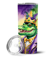 Load image into Gallery viewer, Alligator King of Mardi Gras Stainless Steel Skinny Tumbler
