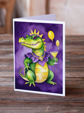 Load image into Gallery viewer, Alligator Mardi Gras Greeting Cards - Blank Note Cards – 8-Pack of Artist-Designed Cards with Envelopes