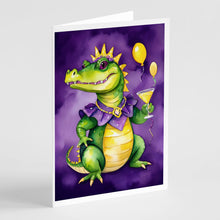 Load image into Gallery viewer, Alligator Mardi Gras Greeting Cards - Blank Note Cards – 8-Pack of Artist-Designed Cards with Envelopes