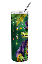 Load image into Gallery viewer, Alligator King of Mardi Gras Stainless Steel Skinny Tumbler