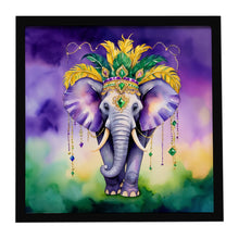Load image into Gallery viewer, Elephant King of Mardi Gras Framed Metal Print