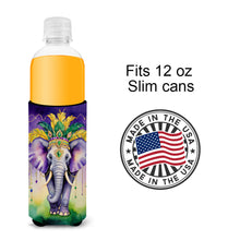 Load image into Gallery viewer, Elephant King of Mardi Gras Slim Can Huggers – Fun, Functional Drink Coolers for Every Occasion