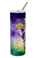 Load image into Gallery viewer, Elephant King of Mardi Gras Stainless Steel Skinny Tumbler