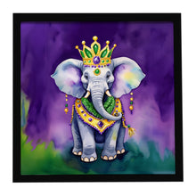 Load image into Gallery viewer, Elephant King of Mardi Gras Framed Metal Print