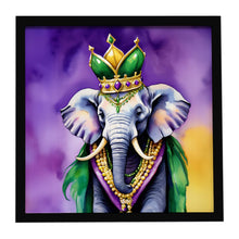 Load image into Gallery viewer, Elephant King of Mardi Gras Framed Metal Print