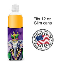Load image into Gallery viewer, Elephant King of Mardi Gras Slim Can Huggers – Fun, Functional Drink Coolers for Every Occasion