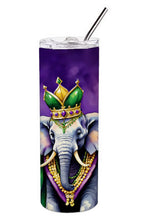 Load image into Gallery viewer, Elephant King of Mardi Gras Stainless Steel Skinny Tumbler