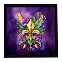 Load image into Gallery viewer, Fleur de lis Mardi Gras Framed Metal Print