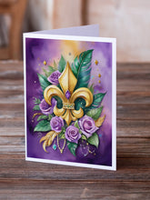 Load image into Gallery viewer, Fleur de lis Mardi Gras Greeting Cards - Blank Note Cards – 8-Pack of Artist-Designed Cards with Envelopes