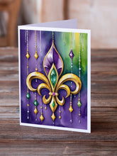 Load image into Gallery viewer, Fleur de lis Mardi Gras Greeting Cards - Blank Note Cards – 8-Pack of Artist-Designed Cards with Envelopes