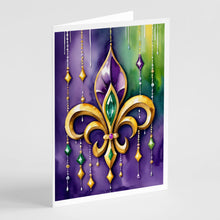 Load image into Gallery viewer, Fleur de lis Mardi Gras Greeting Cards - Blank Note Cards – 8-Pack of Artist-Designed Cards with Envelopes