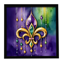 Load image into Gallery viewer, Fleur de lis Mardi Gras Framed Metal Print