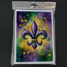 Load image into Gallery viewer, Fleur de lis Mardi Gras Greeting Cards - Blank Note Cards – 8-Pack of Artist-Designed Cards with Envelopes