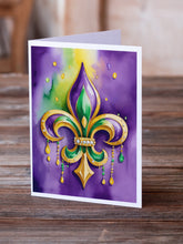 Load image into Gallery viewer, Fleur de lis Mardi Gras Greeting Cards - Blank Note Cards – 8-Pack of Artist-Designed Cards with Envelopes