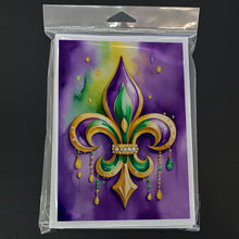 Load image into Gallery viewer, Fleur de lis Mardi Gras Greeting Cards - Blank Note Cards – 8-Pack of Artist-Designed Cards with Envelopes