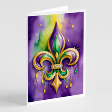 Load image into Gallery viewer, Fleur de lis Mardi Gras Greeting Cards - Blank Note Cards – 8-Pack of Artist-Designed Cards with Envelopes