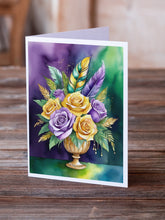 Load image into Gallery viewer, Flowers Mardi Gras Greeting Cards - Blank Note Cards – 8-Pack of Artist-Designed Cards with Envelopes