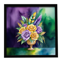 Load image into Gallery viewer, Flowers Mardi Gras Framed Metal Print