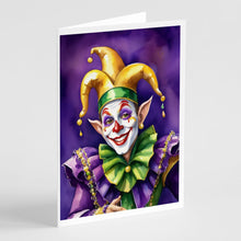 Load image into Gallery viewer, Jester Mardi Gras Greeting Cards - Blank Note Cards – 8-Pack of Artist-Designed Cards with Envelopes