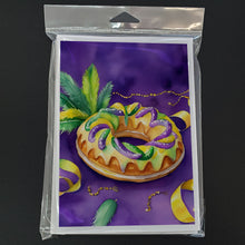 Load image into Gallery viewer, King Cake Mardi Gras Greeting Cards - Blank Note Cards – 8-Pack of Artist-Designed Cards with Envelopes
