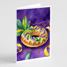 Load image into Gallery viewer, King Cake Mardi Gras Greeting Cards - Blank Note Cards – 8-Pack of Artist-Designed Cards with Envelopes