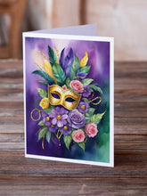 Load image into Gallery viewer, Mask Mardi Gras Greeting Cards - Blank Note Cards – 8-Pack of Artist-Designed Cards with Envelopes