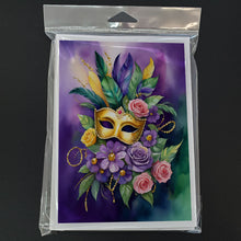 Load image into Gallery viewer, Mask Mardi Gras Greeting Cards - Blank Note Cards – 8-Pack of Artist-Designed Cards with Envelopes