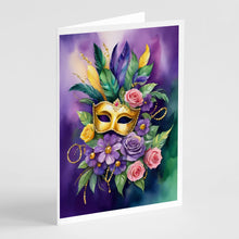 Load image into Gallery viewer, Mask Mardi Gras Greeting Cards - Blank Note Cards – 8-Pack of Artist-Designed Cards with Envelopes