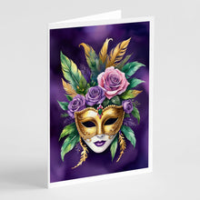 Load image into Gallery viewer, Mask Mardi Gras Greeting Cards - Blank Note Cards – 8-Pack of Artist-Designed Cards with Envelopes