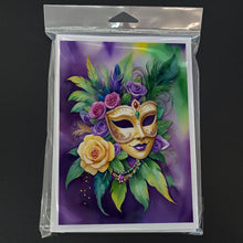 Load image into Gallery viewer, Mask Mardi Gras Greeting Cards - Blank Note Cards – 8-Pack of Artist-Designed Cards with Envelopes