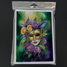 Load image into Gallery viewer, Mask Mardi Gras Greeting Cards - Blank Note Cards – 8-Pack of Artist-Designed Cards with Envelopes