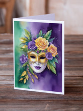 Load image into Gallery viewer, Mask Mardi Gras Greeting Cards - Blank Note Cards – 8-Pack of Artist-Designed Cards with Envelopes