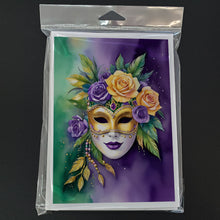 Load image into Gallery viewer, Mask Mardi Gras Greeting Cards - Blank Note Cards – 8-Pack of Artist-Designed Cards with Envelopes