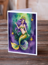 Load image into Gallery viewer, Mermaid Mardi Gras Greeting Cards - Blank Note Cards – 8-Pack of Artist-Designed Cards with Envelopes