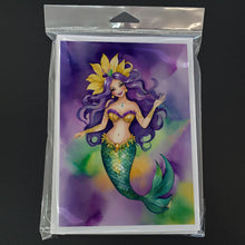 Load image into Gallery viewer, Mermaid Mardi Gras Greeting Cards - Blank Note Cards – 8-Pack of Artist-Designed Cards with Envelopes