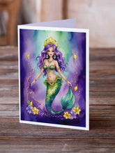 Load image into Gallery viewer, Mermaid Mardi Gras Greeting Cards - Blank Note Cards – 8-Pack of Artist-Designed Cards with Envelopes
