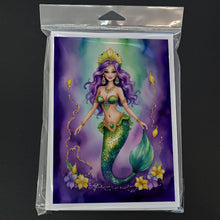 Load image into Gallery viewer, Mermaid Mardi Gras Greeting Cards - Blank Note Cards – 8-Pack of Artist-Designed Cards with Envelopes