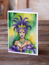 Load image into Gallery viewer, Queen of Mardi Gras Greeting Cards - Blank Note Cards – 8-Pack of Artist-Designed Cards with Envelopes