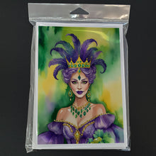 Load image into Gallery viewer, Queen of Mardi Gras Greeting Cards - Blank Note Cards – 8-Pack of Artist-Designed Cards with Envelopes