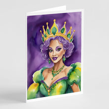 Load image into Gallery viewer, Queen of Mardi Gras Greeting Cards - Blank Note Cards – 8-Pack of Artist-Designed Cards with Envelopes