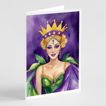 Load image into Gallery viewer, Queen of Mardi Gras Greeting Cards - Blank Note Cards – 8-Pack of Artist-Designed Cards with Envelopes