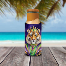Load image into Gallery viewer, Tiger the King of Mardi Gras Slim Can Huggers – Fun, Functional Drink Coolers for Every Occasion