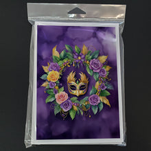 Load image into Gallery viewer, Wreath Mardi Gras Greeting Cards - Blank Note Cards – 8-Pack of Artist-Designed Cards with Envelopes