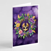 Load image into Gallery viewer, Wreath Mardi Gras Greeting Cards - Blank Note Cards – 8-Pack of Artist-Designed Cards with Envelopes