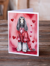 Load image into Gallery viewer, Afghan Hound My Valentine Greeting Cards - Blank Note Cards – 8-Pack of Artist-Designed Cards with Envelopes