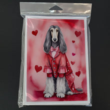 Load image into Gallery viewer, Afghan Hound My Valentine Greeting Cards - Blank Note Cards – 8-Pack of Artist-Designed Cards with Envelopes