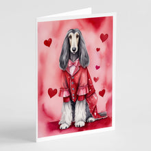 Load image into Gallery viewer, Afghan Hound My Valentine Greeting Cards - Blank Note Cards – 8-Pack of Artist-Designed Cards with Envelopes