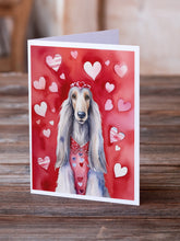 Load image into Gallery viewer, Afghan Hound My Valentine Greeting Cards - Blank Note Cards – 8-Pack of Artist-Designed Cards with Envelopes