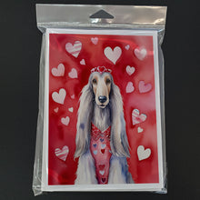 Load image into Gallery viewer, Afghan Hound My Valentine Greeting Cards - Blank Note Cards – 8-Pack of Artist-Designed Cards with Envelopes
